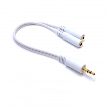 3.5mm Stereo Jack Y Splitter Splits 1 Output into 2 White -GOLD