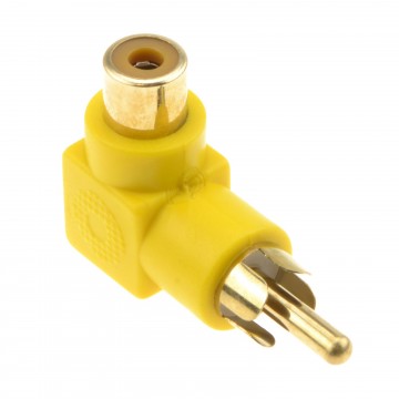 Right Angled RCA Phono Adapter Yellow Video Plug to Socket Gold Plated