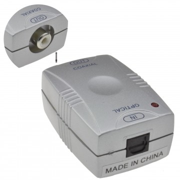 Optical TOS to Digital Audio Coax SPDIF Phono RCA Converter Adapter