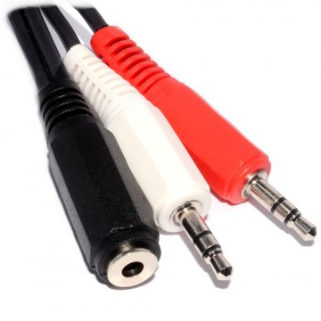 3.5mm Jack Socket To Twin Jack Plugs Cable - Speakers to Two PCs  0.5m