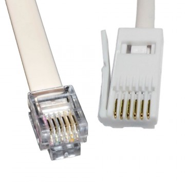 BT 6 wire to RJ12 6P6C Cable Plug to Plug (RJ11 with 6 wire) White  3m