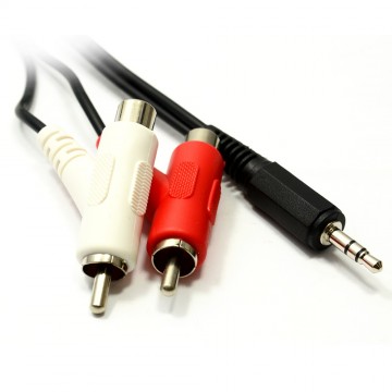 3.5mm Stereo Jack to Twin Right Angle RCA Phono STACKABLE  3m