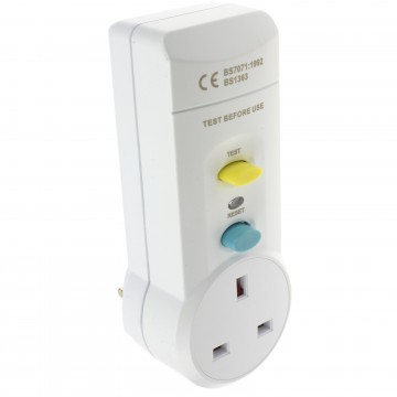 RCD 13 Amp UK Mains Socket Plug Power Adapter with Test & Reset Button