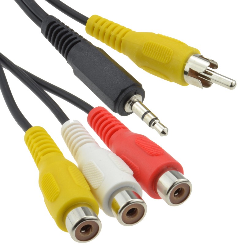 Phono RCA Red White Yellow Sockets to Composite Video with Audio Cable