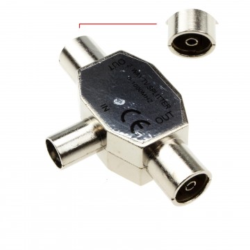 TV Freeview RF Coaxial Splitter Connects 1 Device to 2 TVs 0-1000MHZ