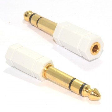 3.5mm Stereo Jack Socket to 6.35mm Stereo Jack Plug Adapter WHITE