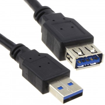 USB 3.0 24AWG High Speed Extension Cable Type A Male to Female BLACK 1m