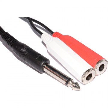 6.35mm Mono Jack Plug to Twin Mono 6.35mm Sockets Audio Cable 2m