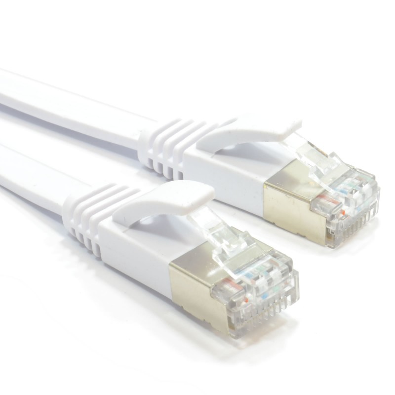 FLAT CAT6A S/STP Shielded 500MHz Ethernet LAN Cable RJ45 2m WHITE FLAT CAT6A S/STP Shielded 500MHz Ethernet LAN Cable RJ45 2m WHITE