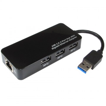 USB 3.0 Superspeed 3 Port Hub with RJ45 Cat 6 GIGABIT Ethernet Socket