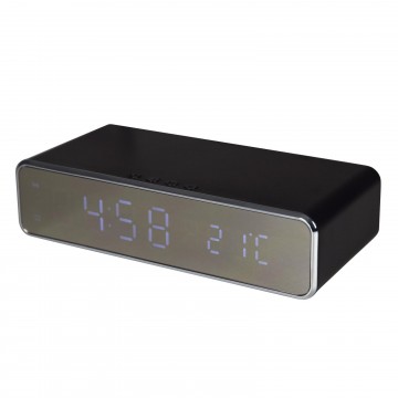 Digital Alarm Clock with 10W Fast Mobile Phone Wireless Charging Plate Black