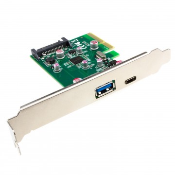 PCI-Express USB 3.0 Card Type C & USB A Female Socket with Low Profile Bracket