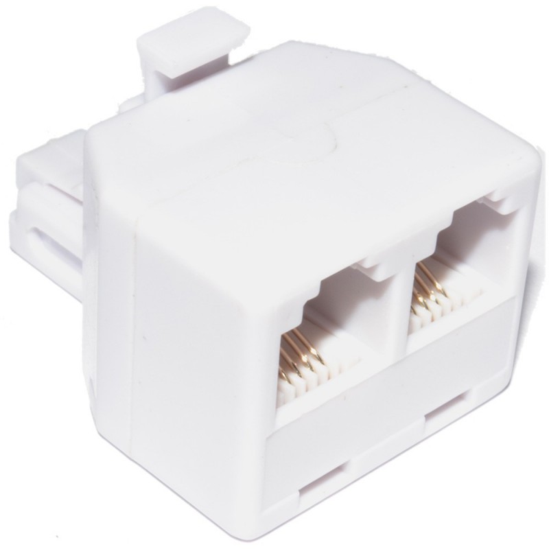 RJ11 4 Wire 2 Way Adapter Dual RJ11 Sockets to RJ11 Plug Splitter RJ11 4 Wire 2 Way Adapter Dual RJ11 Sockets to RJ11 Plug Splitter