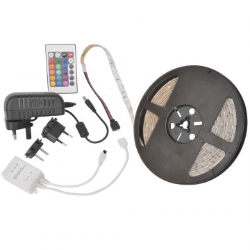 LED Self Adhesive Tape Lights RGB with IR and Power Supply 5m Reel
