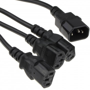 3 Pin C14 IEC Female Socket to 3 x C13 Plugs Kettle Lead UPS Splitter Cable 1.8m