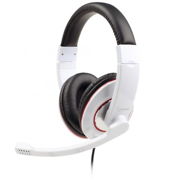Gembird Stereo Headset & Microphone 3.5mm Cushioned Gloss White & Red