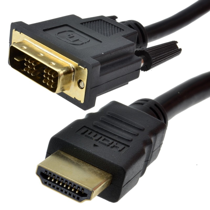 HDMI 19pin Male to DVI-D 18+1pin Male SCREENED Cable - 5m