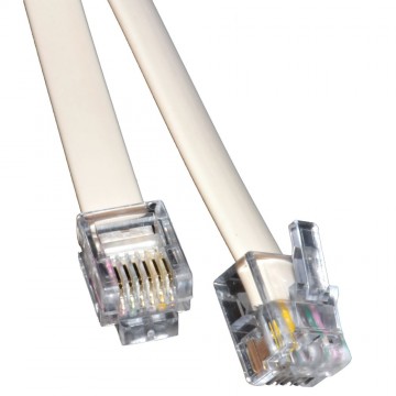 RJ12 6P6C to RJ12 6P6C Cable Plug to Plug (RJ11 with 6 wire) White 10m