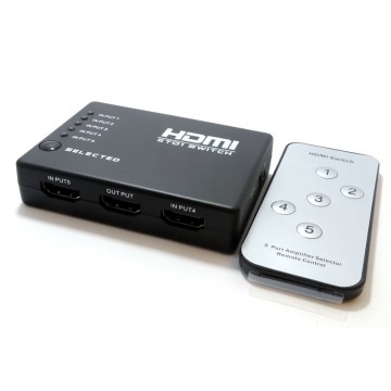 HDMI 5 way Selector Auto Switch with Remote Control & IR - 5 in 1 out