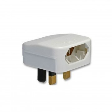 Europe Plug Socket to UK Plug Pins Travel Adapter 3 amps 3A Fused White