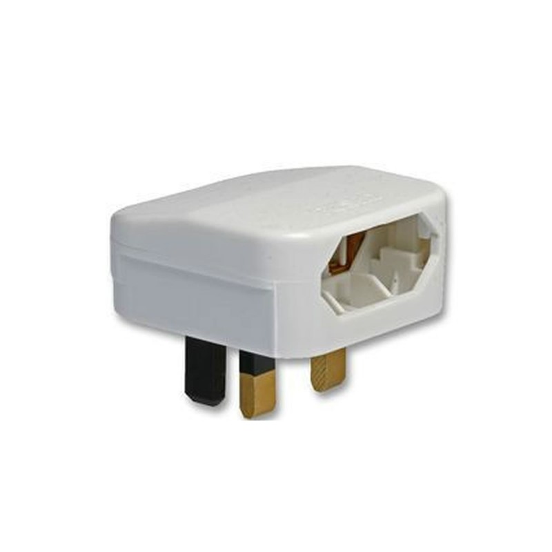 UK Mains to Euro Socket Adapter 3A For Converting EU Plug Lead Cable