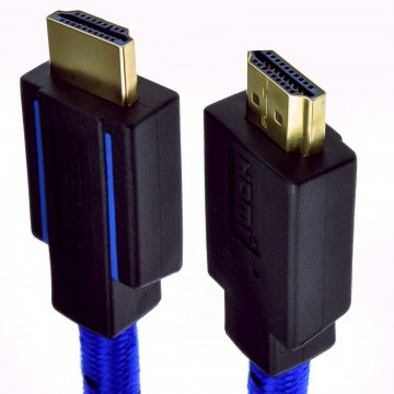 Premium CERTIFIED UHD 4K HDR HDMI 2.0b Braided Cable Blue 3m