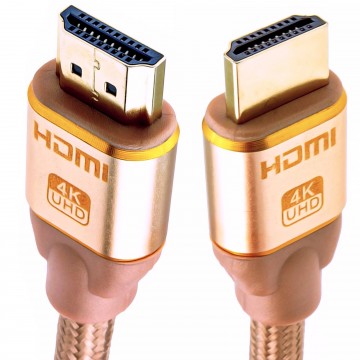 PURE HDMI 2.0b 2160p 4k UHD TV Braided High Speed Cable Lead Gold 1.5m