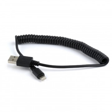 USB Sync/Charging Lead for iPhone 6/7/8/9/X/11 Lightning COILED Black