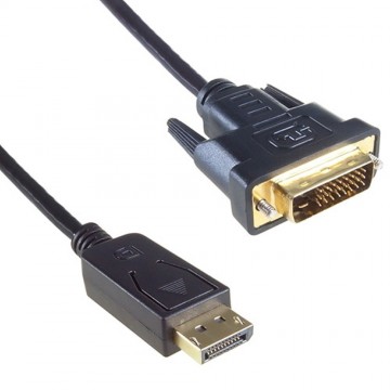 DisplayPort Plug to DVI-D 24+1 Male Plug Digital Video Cable GOLD 2m