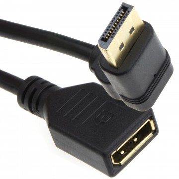 Right Angle DisplayPort v1.2 Plug to Socket Monitor Extension Cable 4K 0.2m 20cm