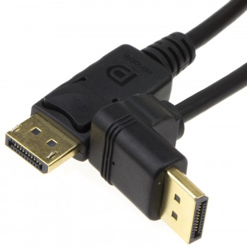 Right Angle DisplayPort v1.2 Plug to Straight Plug Monitor Cable 4K 1m