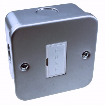 Single Gang Metal Clad Steel Unswitched 13A Fuse FCU Box with Cable Entry Points