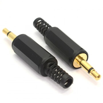 3.5mm Mono Jack Plug End Gold Solder Yourself [2 Pack]