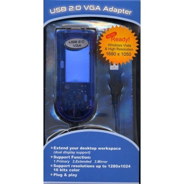 USB 2.0 to VGA Adapter Cable for Dual Display SVGA XP Vista