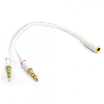 Headset with Mic Converter Cable 4 Pole 3.5mm Socket to 2x 3.5mm Plugs